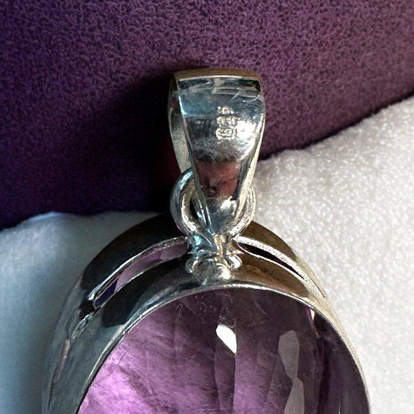 Large Oval Amethyst Sterling Silver Necklace - Picture 7 of 14